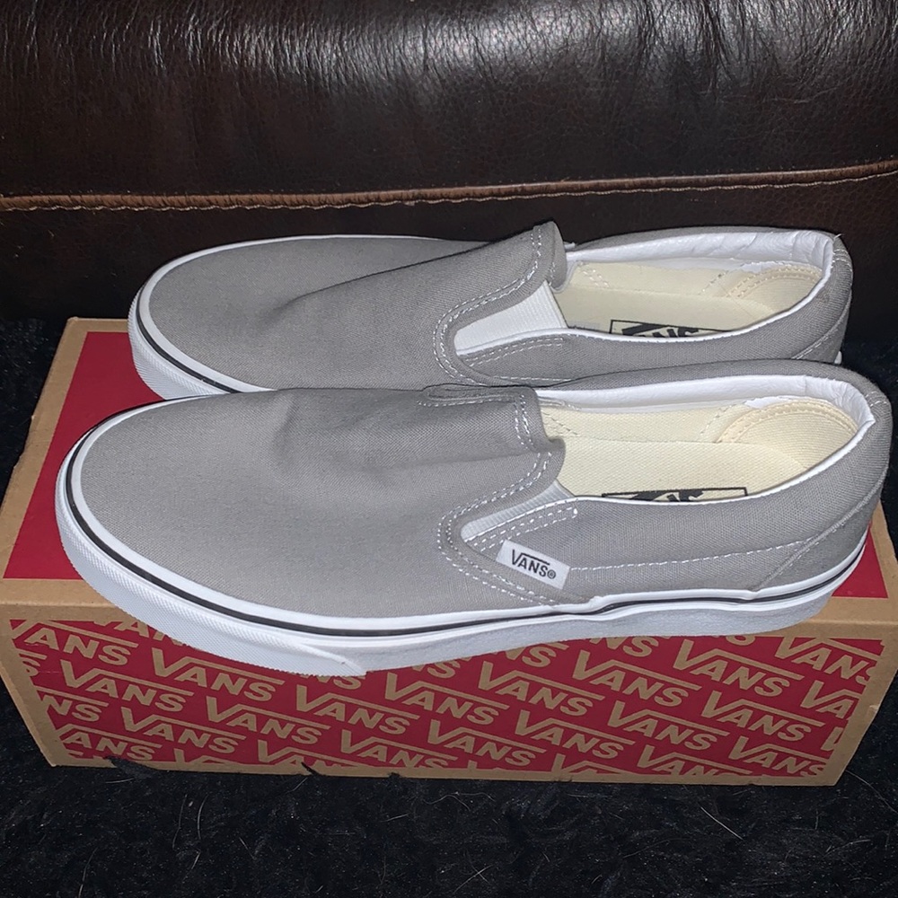 Classic Grey Slip-On Vans. Size 8 (women)